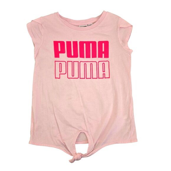 Puma Girls XS 5/6 Pink T-Shirt & Grey Shorts Activewear Set 4167 - Picture 2 of 13